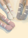 3pairs Heart Print Crew Socks