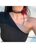 Elegant Big Rose Flower Choker ,Party Wedding Necklace