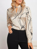 BizChic Keyhole Collar Lantern Sleeve Long Sleeve Shirt SD