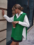 SHEIN Essnce Split Hem Sweater Vest Without Blouse