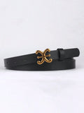 1pc Women's Fashionable Pu Leather Belt With Metal Buckle