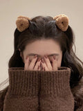 ROMWE Kawaii 1pair Cute Plush Ear Shaped Hair Clips SD