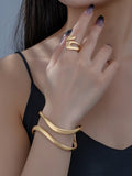 1pc Stylish Alloy Bangle + 1pc Minimalist Fashionable Alloy Ring