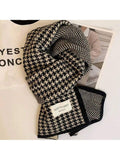 1pc Colorblock Houndstooth Check Pattern Square Knit Scarf SD