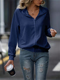 SHEIN Casual Lapel Collar Long Sleeve Sweatshirt SD