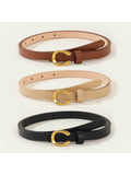 3 Pieces Letter Printed Alloy Buckle Women Skinny Belts