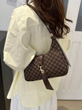 Vintage Soft PU Leather Zipper Shoulder Bag With Metal Lock Decor