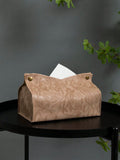 1pc Solid Color PU Leather Modern Nordic Style V-Shaped Water-Resistant Tissue Box