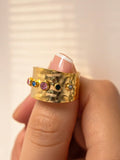 1pc Vintage 18k Gold-Plated Stainless Steel Ring