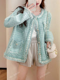 Women's Front Button Pocket Elegant Long Sleeve Cardigan