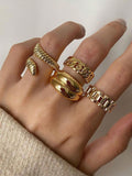 4pcs Vintage Fashionable And Simple Snake Shaped Open Rings Set