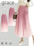 Women's Fashionable Elegant Pleated Skirt With Ombre Pink Colors