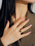 18K Gold Plated Classic Roman Digital Black Piece Stainless Steel Rings