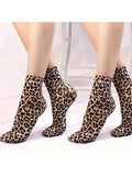 2 Pairs Leopard Print Thin, Lightweight & Soft Short Socks