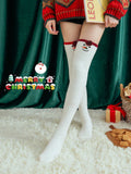 1 Pair Of Fuzzy Thigh High Socks Christmas Socks