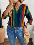 SHEIN LUNE Color Contrast Striped Long Sleeve Shirt SD