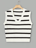 SHEIN Essnce Women's Sleeveless Striped Knitted Vest