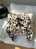 SHEIN EZwear Leopard Print Knit Tie Front Cardigan For Women