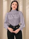 SHEIN Modely Plain Collar Long Sleeve Minimalist Shirt SD