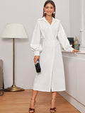 Modely Drop Shoulder Lantern Sleeve Shirt Dress