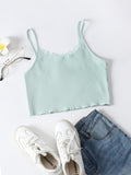 Lace Trim Rib-knit Cami Top SD