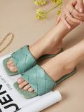 Women Braid Detail Slide Sandals, Vacation Summer Flat Sandals SD