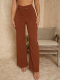 Overlap Waist Seam Front Palazzo Pants