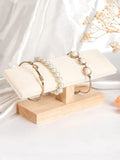 1pc Wooden Base Jewelry Rack, Bracelet Display Rack, For Household