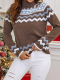 Geo Pattern Turtleneck Sweater SD