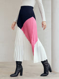 BIZwear High Waist Color Block Pleated Skirt