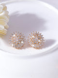 Cubic Zirconia Decor Stud Earrings