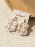 Floral Print Geometric Decor Drop Earrings SD