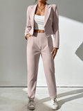 PETITE Single Button Blazer & Fold Pleated Pants