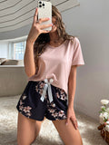 Floral Print Tie Front PJ Set