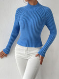 Mock Neck Cut Out Twist Back Sweater SD