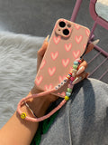 Heart Print Phone Case With Lanyard