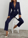 Unity Single Button Belted Blazer & Tailored Pants