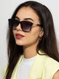 Chain Arm Square Frame Sunglasses