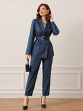 Mulvari Striped Print Belted Blazer & Pants