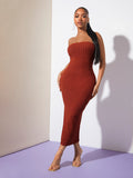 SXY Solid Tube Bodycon Dress