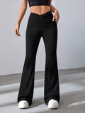 Ruched Waist Flare Leg Pants