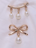 2pcs Bow & Faux Pearl Decor Scarf Clip SD