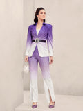 Unity Peak Collar Buckle Belted Blazer and Split Hem Pants Set