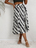 Striped Print Pleated Skirt SD