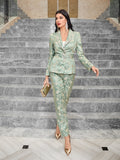 Modely Floral Jacquard Belted Blazer & Pants Set