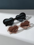 2pairs Women Heart Frame Fashionable Sunglasses For Outdoor