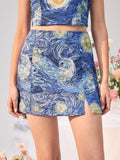 MOD Allover Print Denim Skirt SD