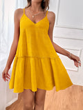 VCAY Solid Frill Trim Cami Dress