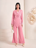 Modely Shawl Collar Asymmetrical Hem Blazer & Flare Leg Pants