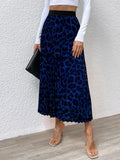 Leopard Print Pleated Skirt